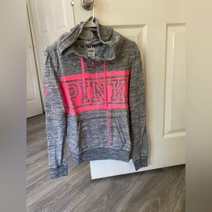 Victoria’s Secret PINK, size M, grey with pink half zip sweatshirt